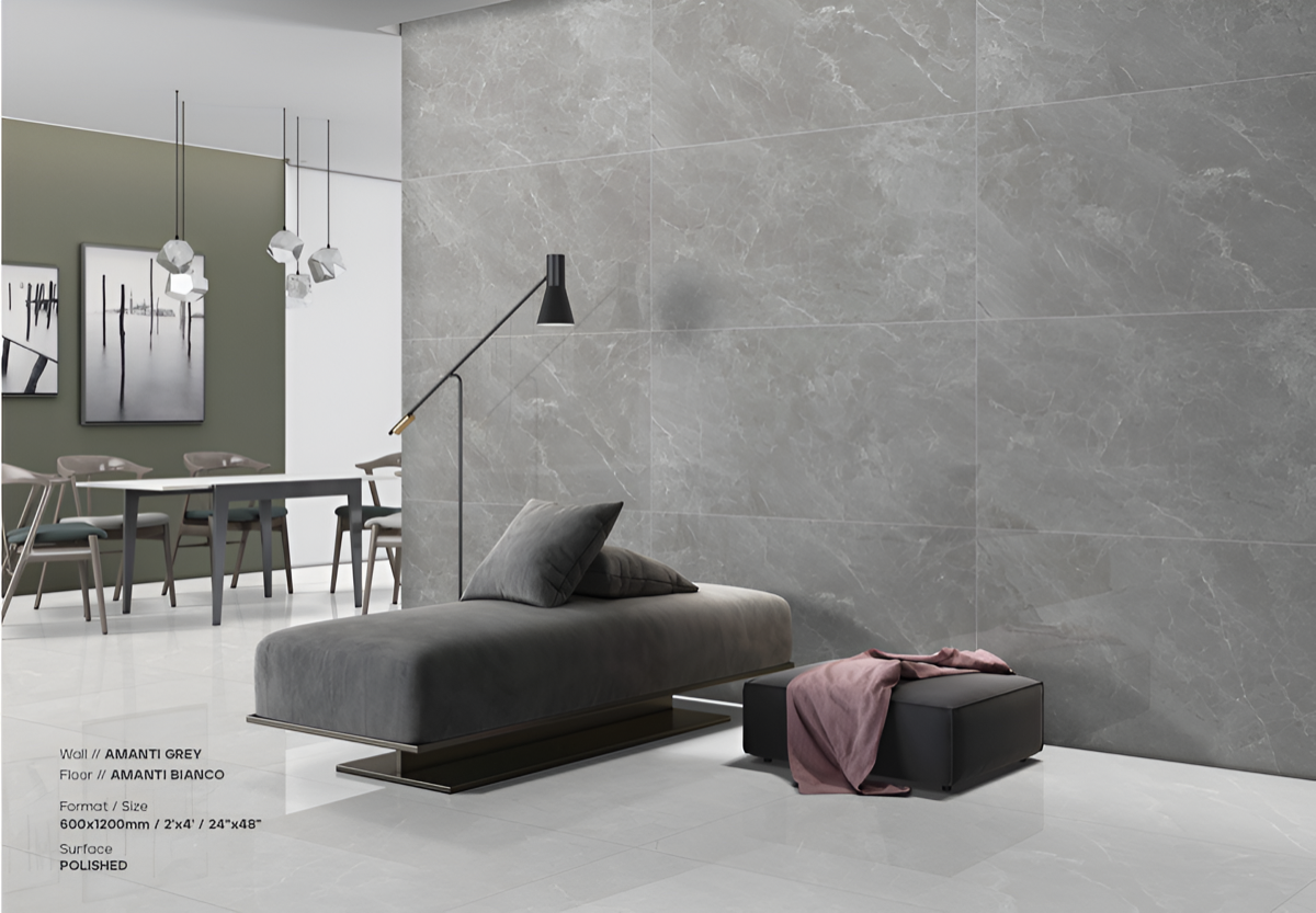 Amanti Grey — Marble-Effect Porcelain